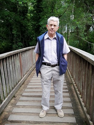 Alan on a bridge at Clatford, a favourite place.