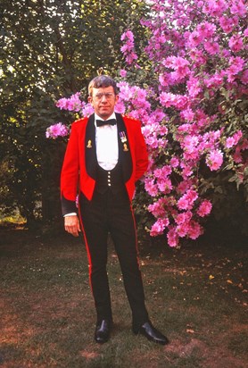 Alan in his uniform in the garden, before the Summer Ball, 1987