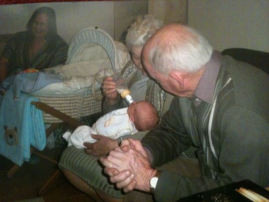 Gran, Gramps and Kay with little Jude.