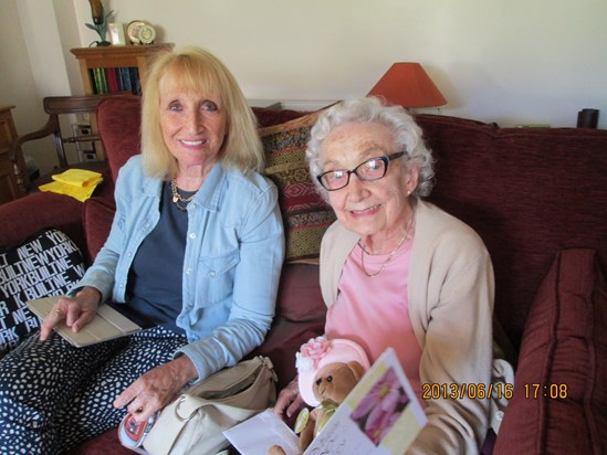 Denise and Estelle at Shrewton, on Denise's 90th Birthday