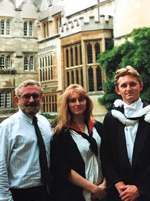 Proud dad with Kate & Rich, Oxford Uni graduation 