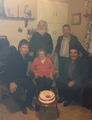 Mum, The Head of The Family, with 4 of her sons. (L-R, Alan, Louis, Steve, Patrick) 