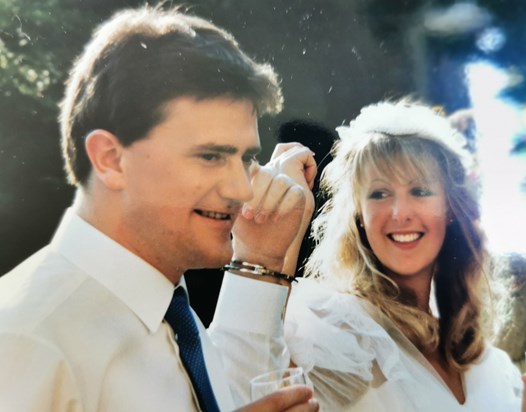 Craig and Cathy at their wedding reception in 1986