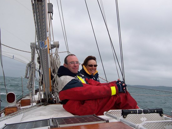Us sailing in the Solent aboard Zoom 2005