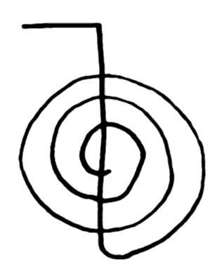 The Choreiki (Reiki) symbol for a vortex of water, drawn by Tom - see Thoughts.