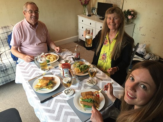 Fish and chips in our ‘work in progress’ dining room. 