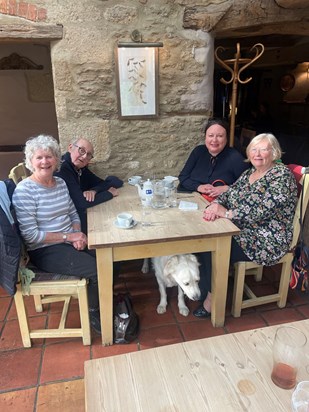 A happy reunion in the local pub, even the dog enjoyed it. 