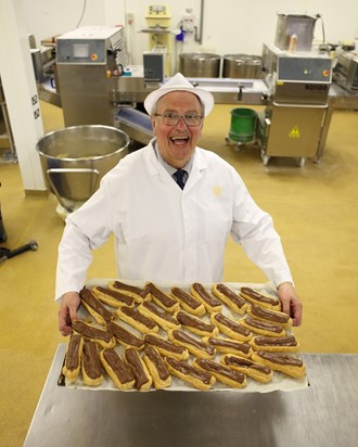 Ray Reeve with his chocolate eclairs...