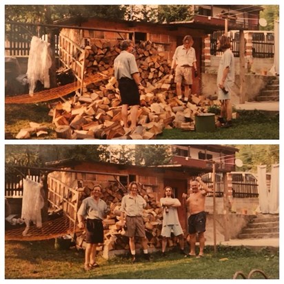 That day in Bosnia, 1996, when we all lived on the same street and the woodpile collapsed; we had a magnificent time rebuilding it and celebrating our triumph. 