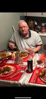 Dad with his Christmas dinner 2019 