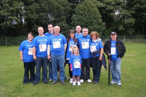 Christine's family taking part in the Walk of Hope in her honour two weeks after her death