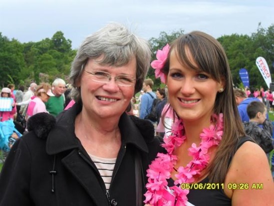 Christine and her daugher Jayne at the race for life June 2011