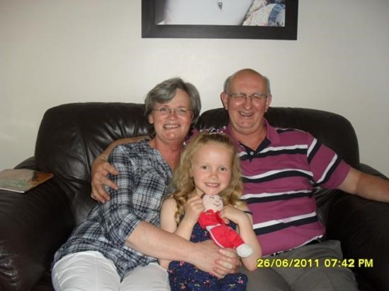 Christine with her husband Fred and her eldest grandaughter Abbie - June 2011