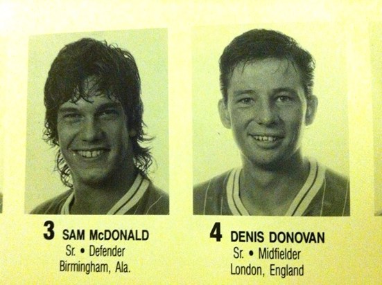 Denis and Sam McDonald, Teammates in 1986, now reunited on a soccer pitch at another level