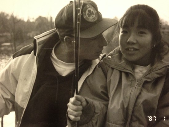 Who loves you baby: Denis and Chiaki. Lake of the Ozarks, Missouri. Thanksgiving, 1992