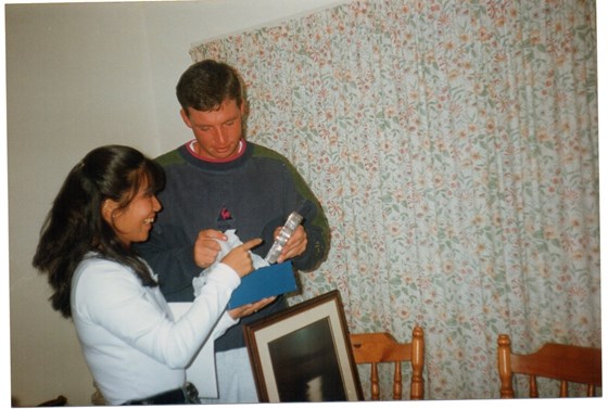 Denis & Chiaki looking at wedding presents