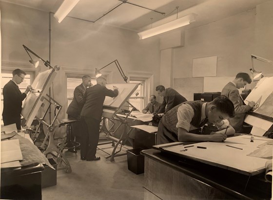 Early days at work. (Dad at the front)