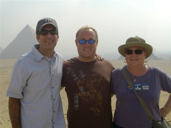 Me, Jason and Ruth at the Giza pyramids in Egypt