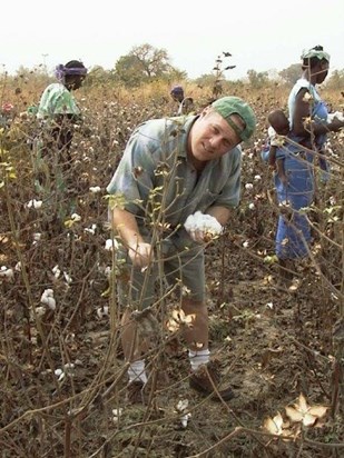 Jason picking cotton in Fougoulou, Senegal