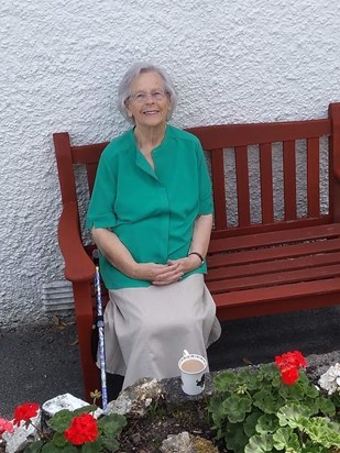 Mum in her garden in 2018. She was very happy in Lostwithiel. 