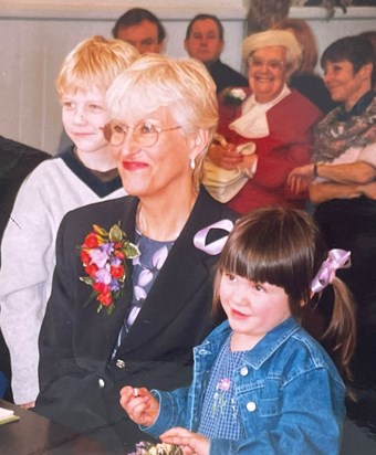 With Joe and Amy at her wedding to Eric. A wonderful Mother in law, cherished grandmother and beloved great grandmother, we will all miss her xx