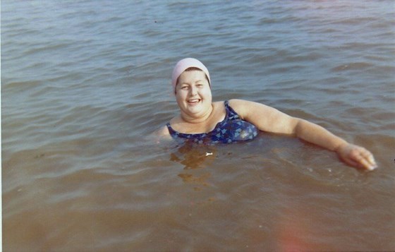 Mum having a swim at Heacham, oh how she loved this x