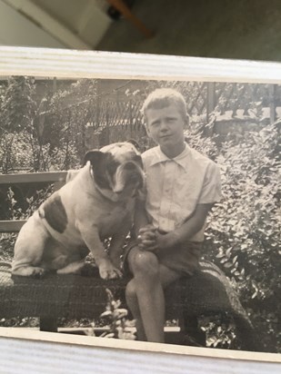 Maurice always loved dogs , this is a dog of his Aunt Nora ( Leonora Checketts Evans ) husband was Fred 
