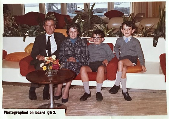 Dad ,Mam ,William and John on a day trip to visit the QE2.