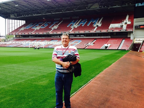 In front of the Bobby Moore Stand at the Boleyn. 