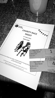 Charity race night card