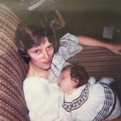 A comfy sleep with my beautiful, youthful Mummy, 1980
