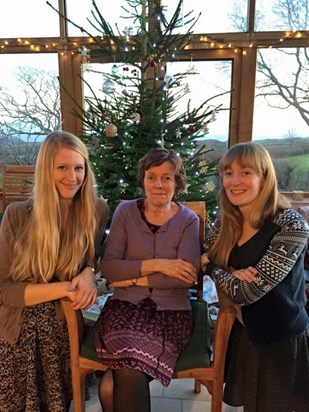Sharon and her girls at Christmas 2014