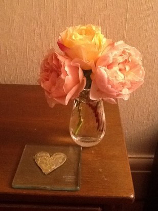 Some roses from our garden in memory of a lovely friend. Fiona X