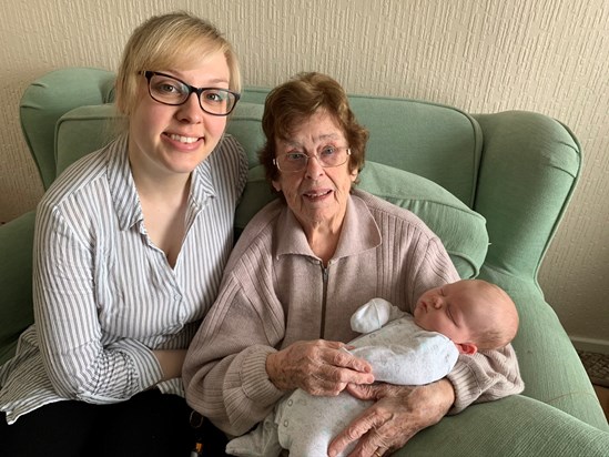 ‘Great Nanny Jean’ with Gemma when she met Rupert for the first time 