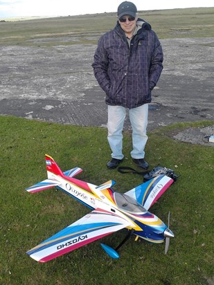 John Mee at flying club in Cornwall