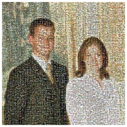 600 family and friend photos make up this portrait of Chris and Rachel - Happy Memories xx