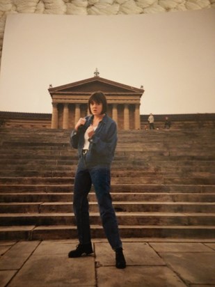 Angela wrote on the back of this photo; "Philadelphia November 1994. Me on the 'Rocky Steps'. Don't you think I look like a real boxer? I love this picture so you must treasure it". So young. Xxxxxx