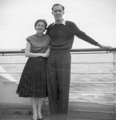 1958 Pam and Brian on Ship to America
