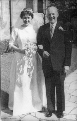 1958 Pam with her dad at Wedding