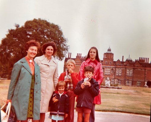 With Cecile and family, 1975