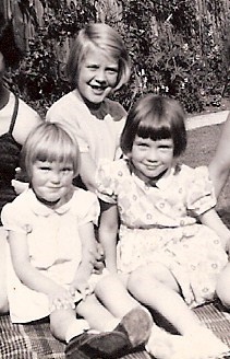 My lovely little sister. Three of us in Nanny's Garden. - Helen x