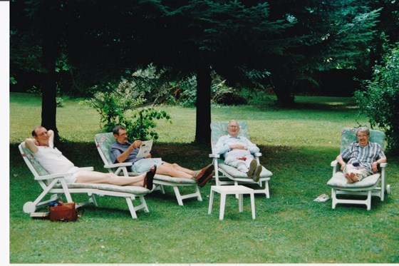 Relaxing in the garden in Geneva after Cara's graduation
