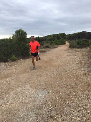 Jim running in Menorca