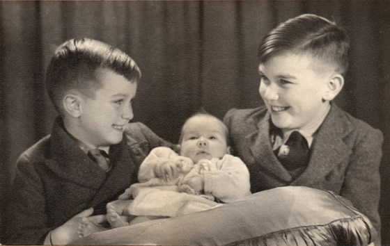 Jan as a baby with her two brothers