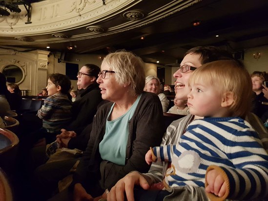 At the theatre with one of her grandchildren 