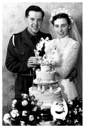 Wedding day Violet and Hugh July 1954
