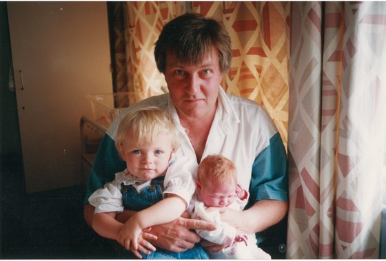 Chris and Lucy welcoming Becca to the world, 1993