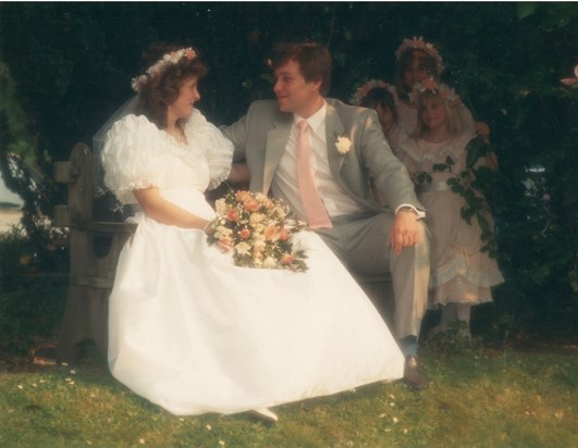 Chris and Melanie on their wedding day, 1989