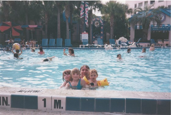 Chris and the girls on holiday, Florida, 1998