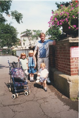 Chris and the girls at London Zoo, 1997